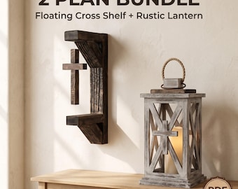 Floating Cross Shelf Lantern Plans | Rustic Farmhouse Wood Decor (PDF Download)