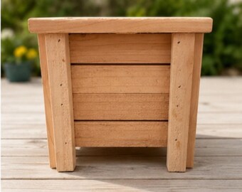Handcrafted Cedar Planter Box | Rustic Herb Succulent Pot (9" x 9")