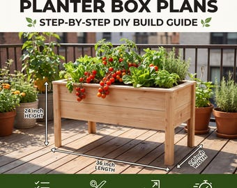 3 Ft Cedar Raised Garden Bed Plans | Beginner DIY Planter Box (PDF Download)