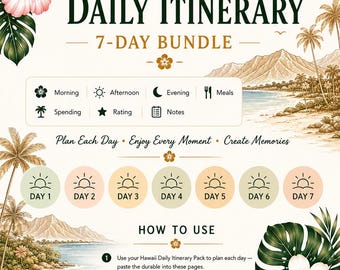 Hawaii 7-Day Itinerary Planner | Maui Oahu Kauai Trip PDF (Instant Download)