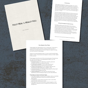 May include: Off-white journal with the text "FULLY REAL & REALLY FULL" and "you matter." A separate page displays the text "Your Space, Your Pace." The journal is designed for self-reflection and emotional exploration.