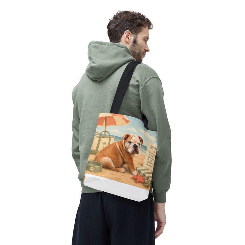 カスタム犬の肖像画入りトートバッグ、パーソナライズされたペットのイラスト入りビーチトラベルバッグ 画像 7