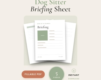 Hundesitter Briefing Sheet | Tierpflegeanweisungen, Routine, Notfall (ausfüllbares PDF)