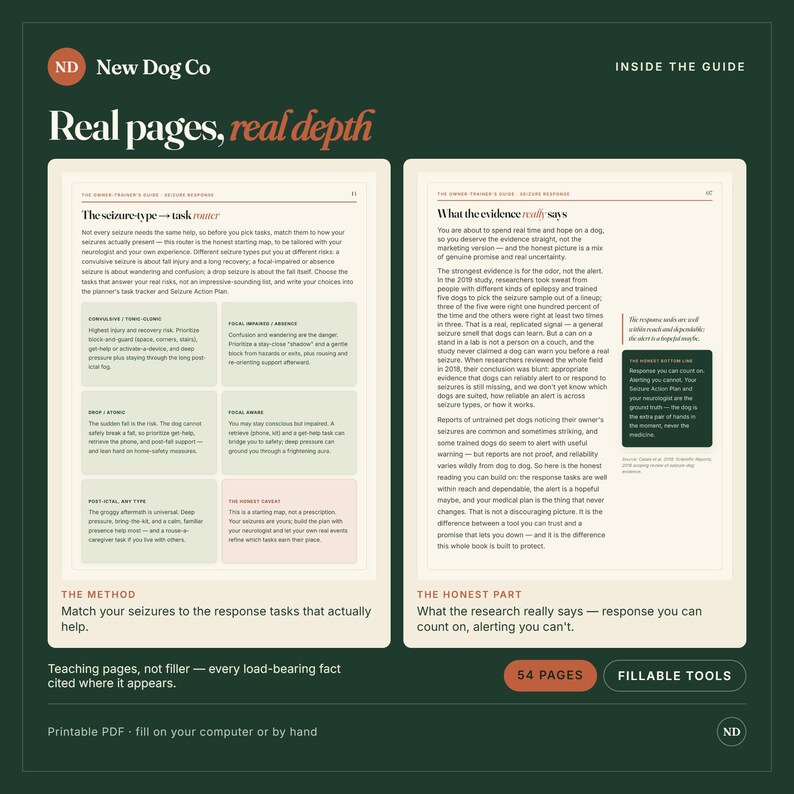 Leitfaden & Planer für die Ausbildung von Assistenzhunden | Medizinischer Warnhund für Epilepsie-Warnhunde | Aufgabenbuch für Halter und Trainer + Ausfüllbares Protokoll | Von Tierärzten erstelltes PDF Bild 3