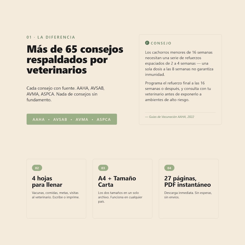 May include: A digital document with information for pet owners. The document includes over 65 tips backed by veterinarians, with sections on filling out forms, A4 and letter sizes, and a 27-page PDF for immediate download.