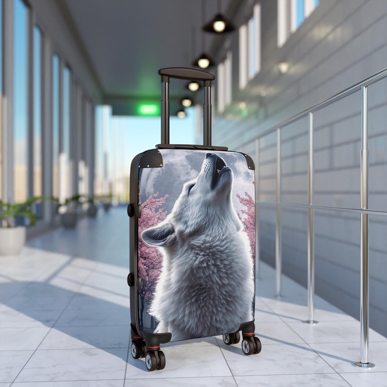 Aanpasbare handbagage, reiskoffer met harde schaal, tas met dierenprint afbeelding 10