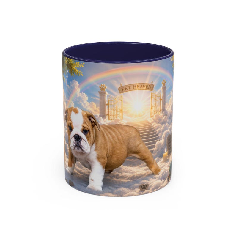 Bulldog Pet Heaven Memorial Mug, Colorful Ceramic Coffee Cup (11oz or 15oz) image 7