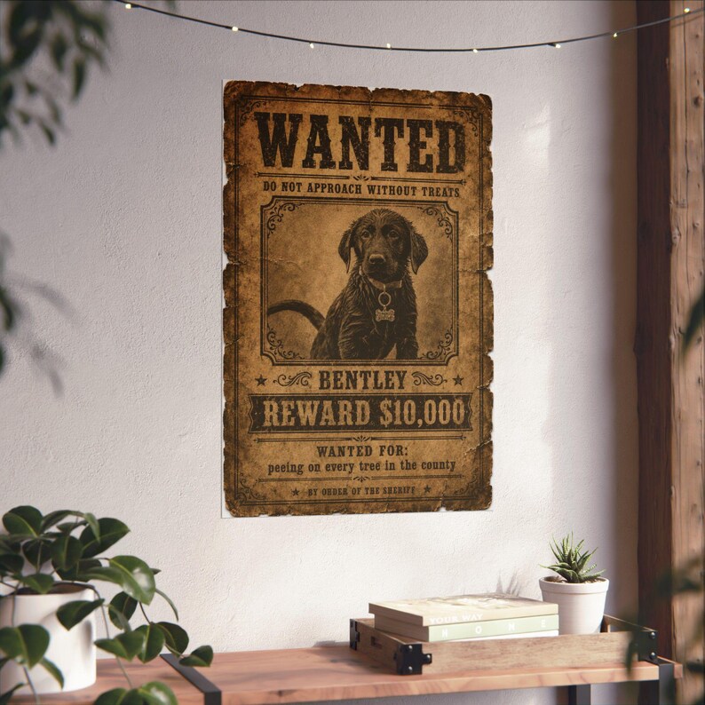 Custom Pet Wanted Poster, Western Outlaw Portrait, Funny Cowboy Dog Print, Wall Art image 14