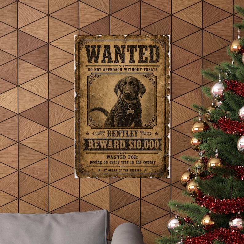 Custom Pet Wanted Poster, Western Outlaw Portrait, Funny Cowboy Dog Print, Wall Art image 12