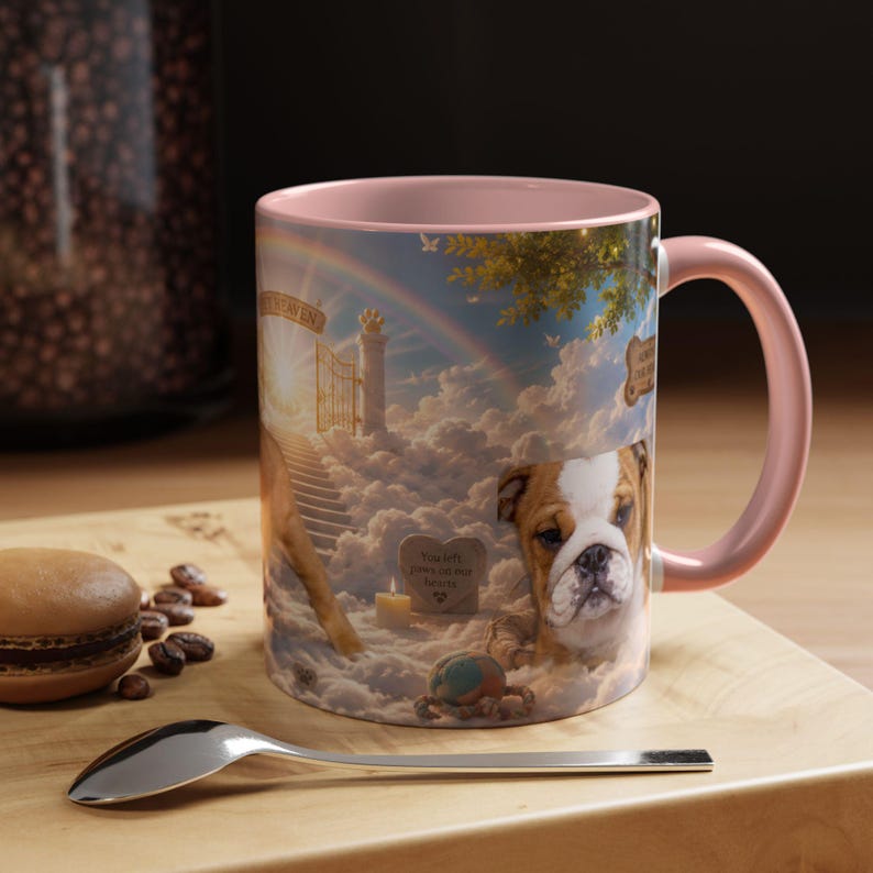 Bulldog Pet Heaven Memorial Mug, Colorful Ceramic Coffee Cup (11oz or 15oz) image 17