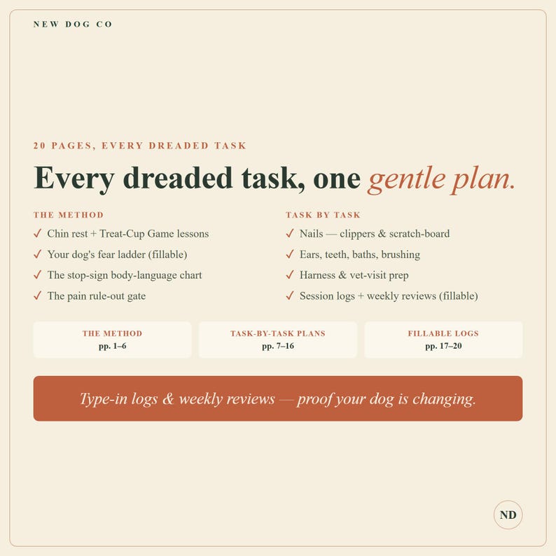 Dog Cooperative Care Guide for Scared Dogs | Nail Trim, Grooming, Vet Training (PDF) image 4