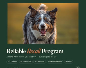 Dog Recall Training Guide | Reliable Come When Called Program (A4 PDF)