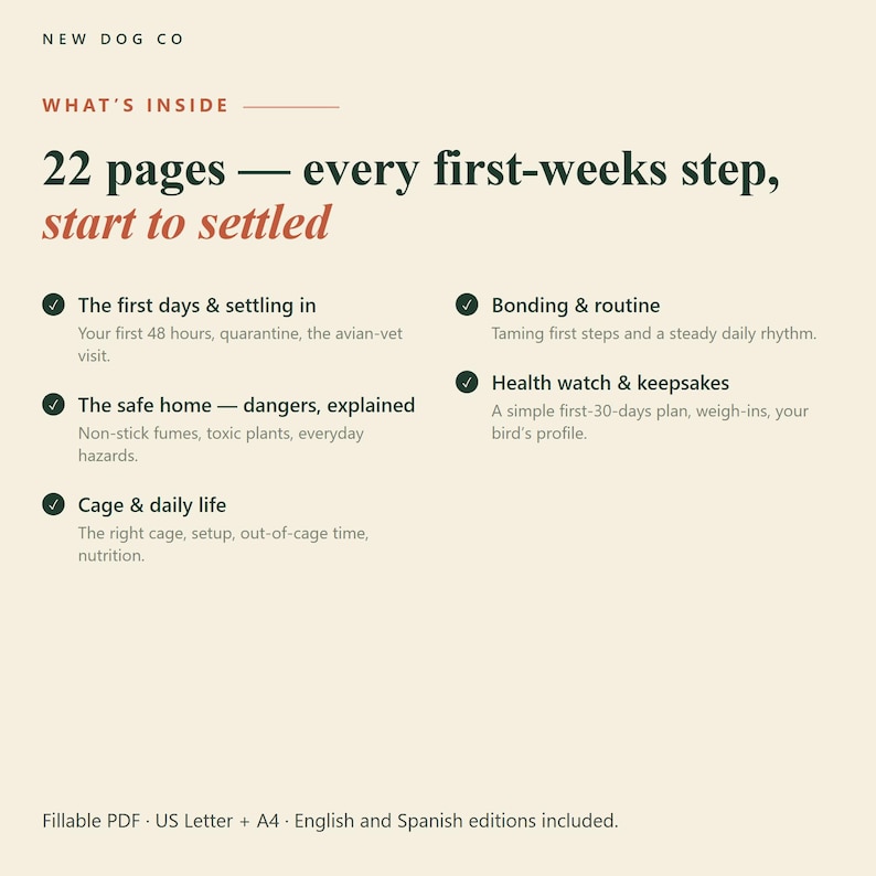 New Bird Owner Starter Kit | Bird Care Guide, Safety Checklist (Digital Download) image 2