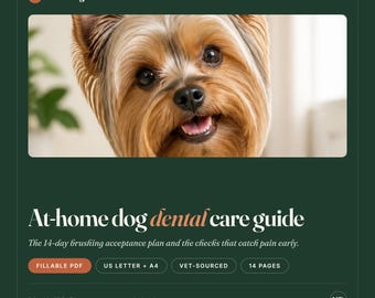 Dog Dental Care Guide | Vet-Sourced 14-Day Brushing Plan, Tracker (Fillable PDF)