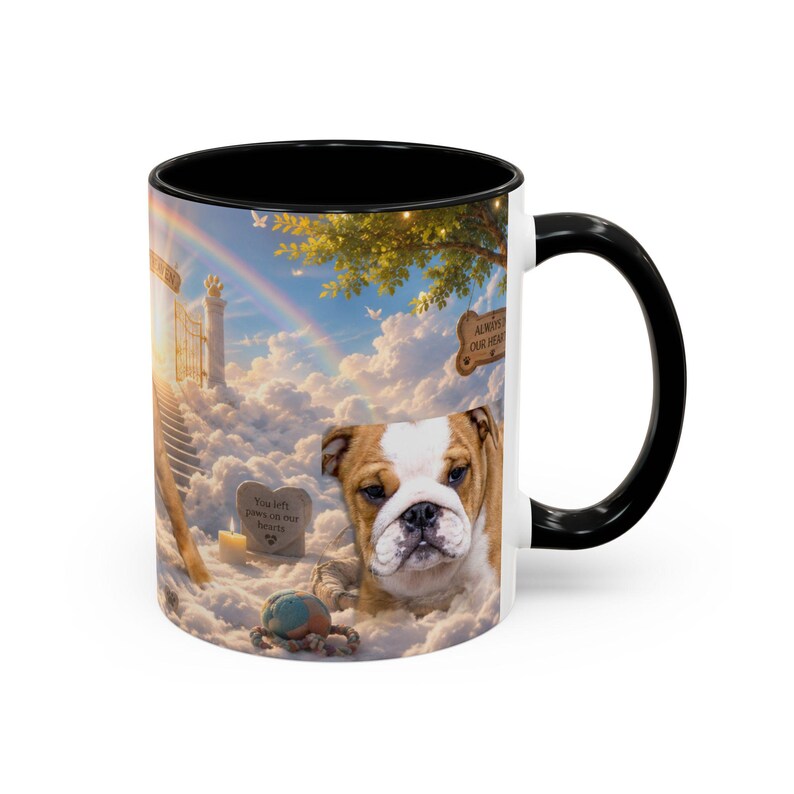 Bulldog Pet Heaven Memorial Mug, Colorful Ceramic Coffee Cup (11oz or 15oz) image 2