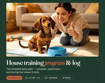 Puppy Potty Training Program & Log | House Training Plan, Accident Tracker (Fillable PDF)