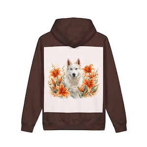Watercolor Dog Floral Hoodie, Cozy Pet Sweatshirt, Autumn Lily Print