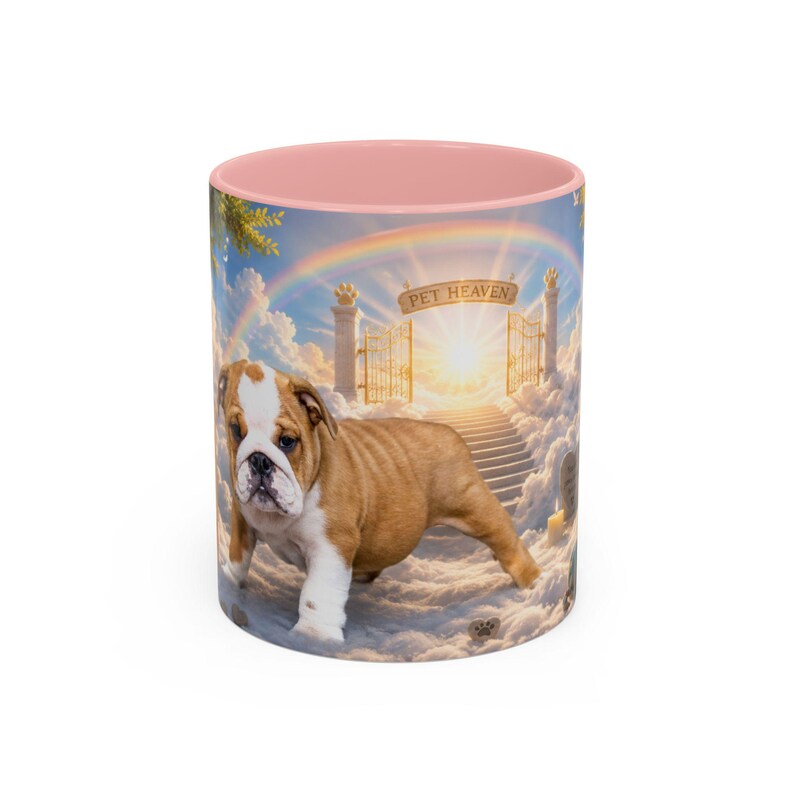 Bulldog Pet Heaven Memorial Mug, Colorful Ceramic Coffee Cup (11oz or 15oz) image 13