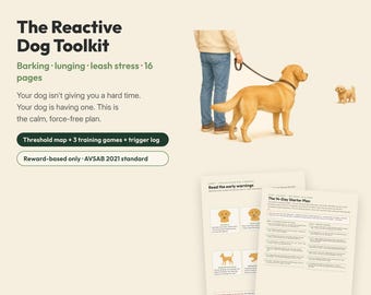 Reactive Dog Training Toolkit | Leash Reactivity Help + Trigger Log Tracker + Threshold Chart | Force Free Dog Training | Printable PDF