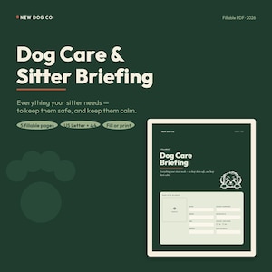 Dog Sitter Briefing Sheet | Pet Care Instructions, Routine, Emergency (Fillable PDF)