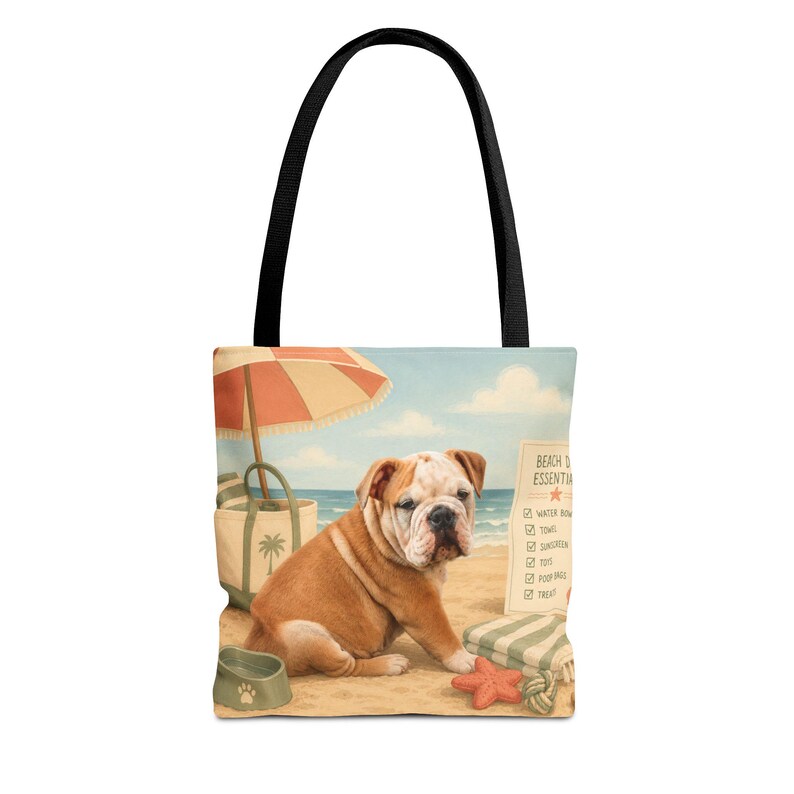 カスタム犬の肖像画入りトートバッグ、パーソナライズされたペットのイラスト入りビーチトラベルバッグ 画像 2