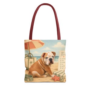 カスタム犬の肖像画入りトートバッグ、パーソナライズされたペットのイラスト入りビーチトラベルバッグ 画像 10