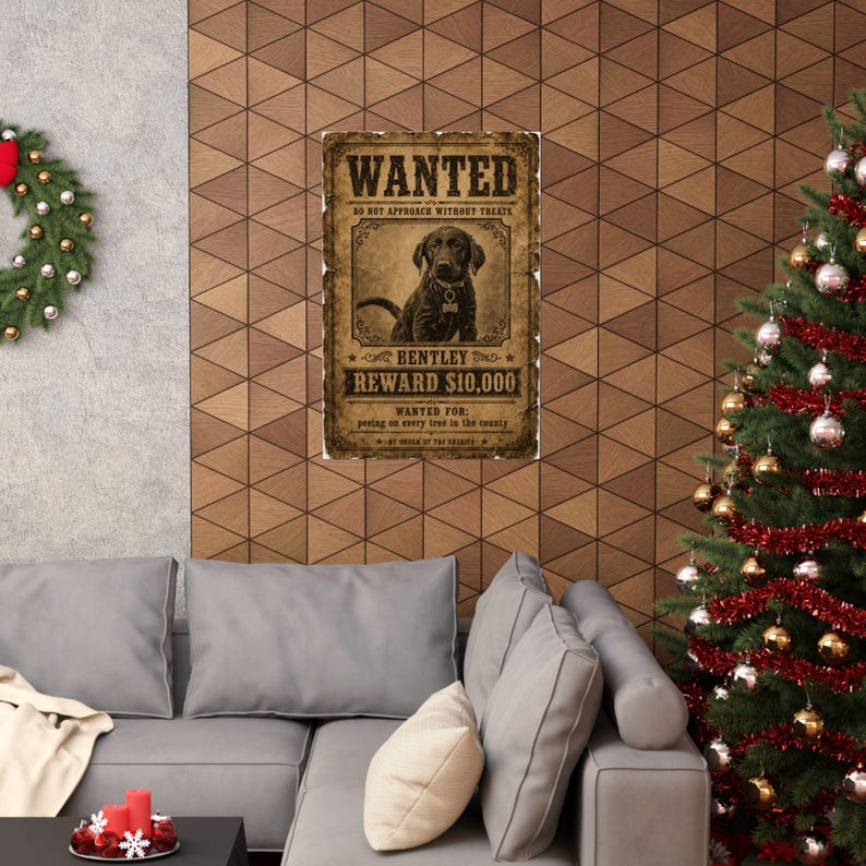 Custom Pet Wanted Poster, Western Outlaw Portrait, Funny Cowboy Dog Print, Wall Art image 4
