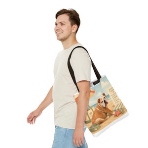 カスタム犬の肖像画入りトートバッグ、パーソナライズされたペットのイラスト入りビーチトラベルバッグ 画像 17