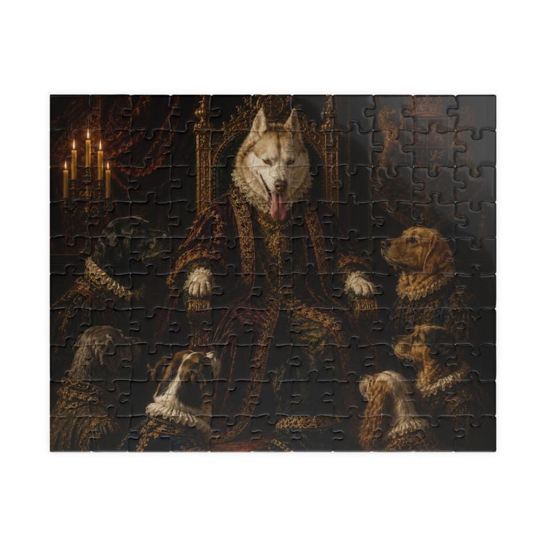 Custom Pet Renaissance Portrait Puzzle, Personalized Royal Dog Cat Jigsaw, Regal Pet Lover Gift image 1
