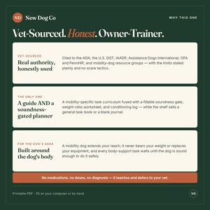 Service Dog Training Guide & Planner | Mobility Assistance Dog | Owner-Trainer Task Log + Fillable Soundness Gate | Vet-Sourced PDF image 5
