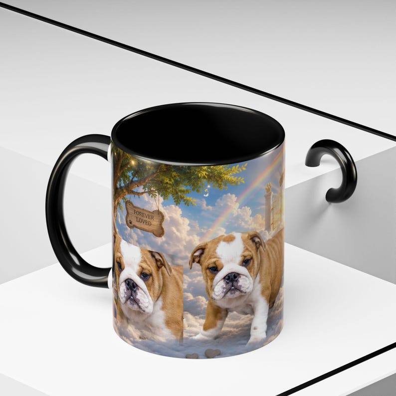 Bulldog Pet Heaven Memorial Mug, Colorful Ceramic Coffee Cup (11oz or 15oz) image 6
