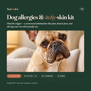 Dog Allergy Tracker & Elimination Diet Plan | Vet-Sourced Itchy Dog Symptom Log (Fillable PDF)