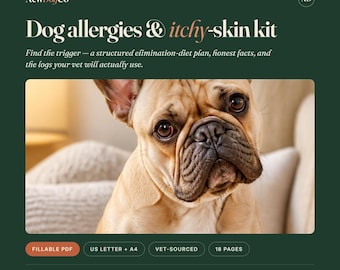 Dog Allergy Tracker & Elimination Diet Plan | Vet-Sourced Itchy Dog Symptom Log (Fillable PDF)