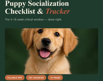 Puppy Socialization Checklist Tracker | Critical Window Training Log (Fillable PDF)