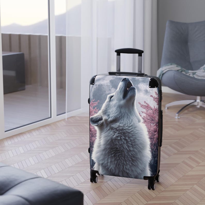 Aanpasbare handbagage, reiskoffer met harde schaal, tas met dierenprint afbeelding 15