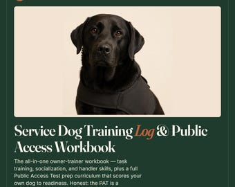 Trainingsprotokoll für Assistenzhunde & Arbeitsbuch für den öffentlichen Zugang (ausfüllbares PDF)