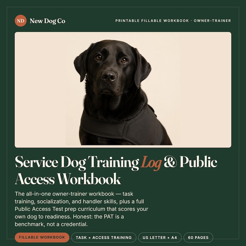 Träningslogg för servicehundar och arbetsbok för allmänheten (ifyllbar PDF) bild 1