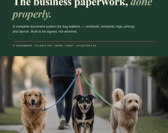 犬の散歩代行ビジネスキット｜契約書、各種フォーム、料金計算ツール（入力可能なPDF/Word形式）