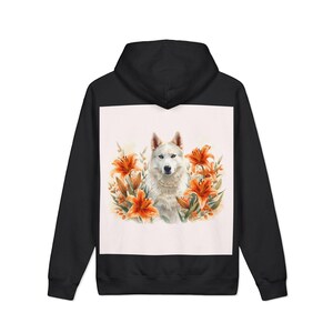 Watercolor Dog Floral Hoodie, Cozy Pet Sweatshirt, Autumn Lily Print image 5