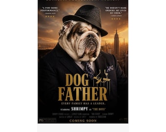 Custom Dog Father Poster, Mafia Portrait, Personalized Pet Wall Art, Gangster Gift