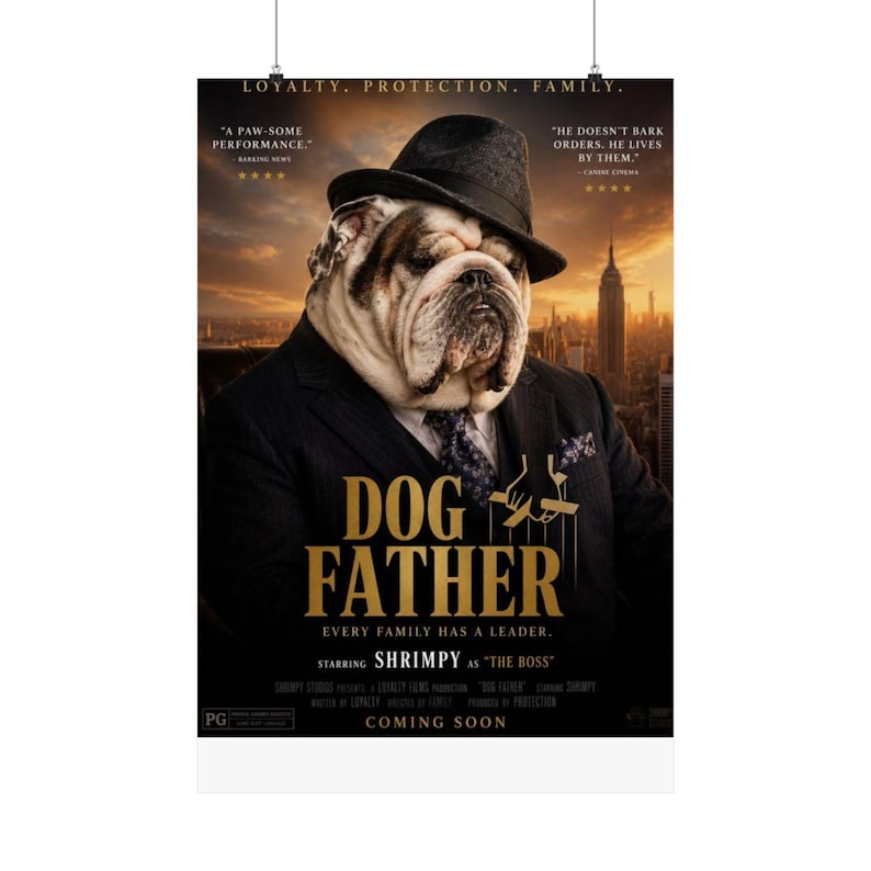 Custom Dog Father Poster, Mafia Portrait, Personalized Pet Wall Art, Gangster Gift image 1