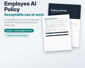 Beleidssjabloon AI voor werknemers | Bewerkbaar Word + pdf, bevestigingsformulier