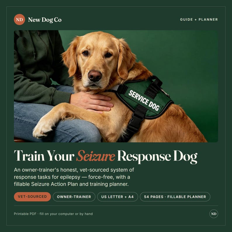 Leitfaden & Planer für die Ausbildung von Assistenzhunden | Medizinischer Warnhund für Epilepsie-Warnhunde | Aufgabenbuch für Halter und Trainer + Ausfüllbares Protokoll | Von Tierärzten erstelltes PDF Bild 1
