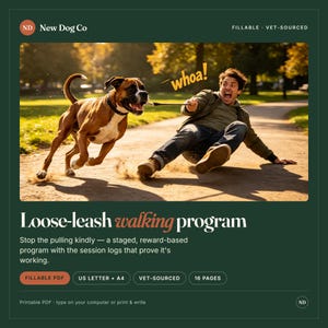 Dog Loose-Leash Walking Program | Reward-Based Training, Session Logs (Fillable PDF)