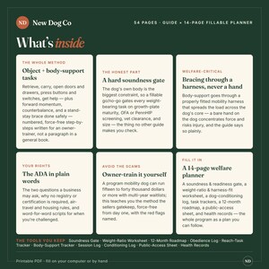 Service Dog Training Guide & Planner | Mobility Assistance Dog | Owner-Trainer Task Log + Fillable Soundness Gate | Vet-Sourced PDF image 2