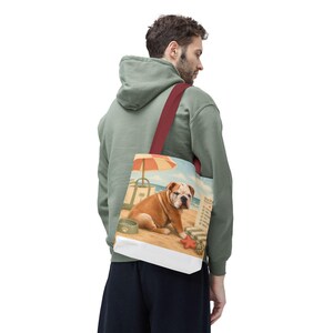 カスタム犬の肖像画入りトートバッグ、パーソナライズされたペットのイラスト入りビーチトラベルバッグ 画像 12