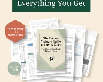 Service Dog Training Guide | Owner Trainer Handbook + Fillable Planner (PDF Download)