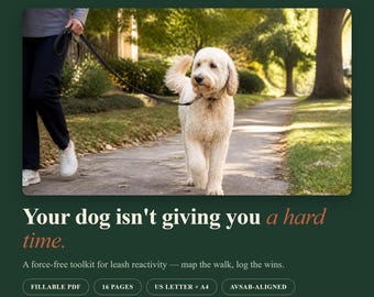 Reactive Dog Training Toolkit | Force-Free Leash Reactivity Help (Printable PDF)
