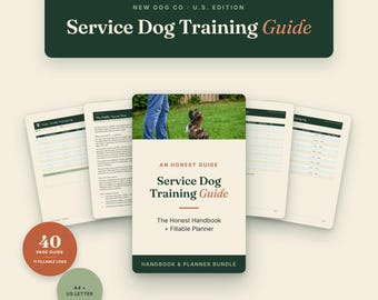 Service Dog Training Guide | Owner Trainer Handbook + Fillable Planner (PDF Download)