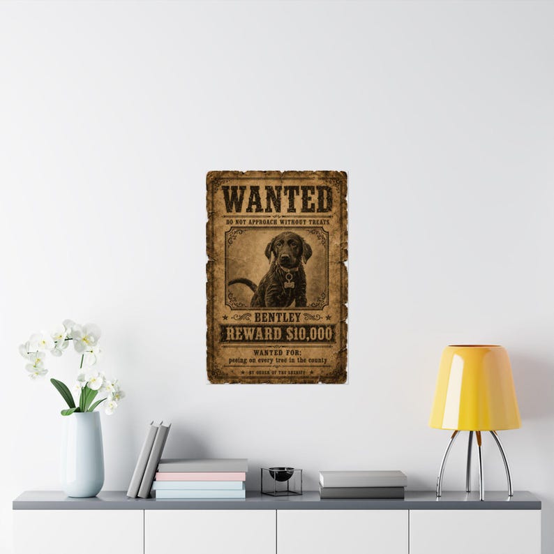 Custom Pet Wanted Poster, Western Outlaw Portrait, Funny Cowboy Dog Print, Wall Art image 16